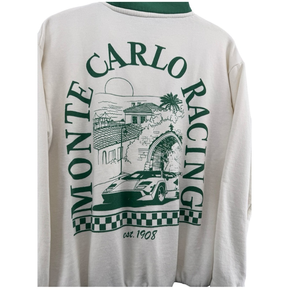 Zoe + Liv Green and White Monte Carlo Racing Quarter-Zip Sweatshirt - Picture 4 of 8